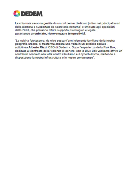 Comunicato Blue Box
