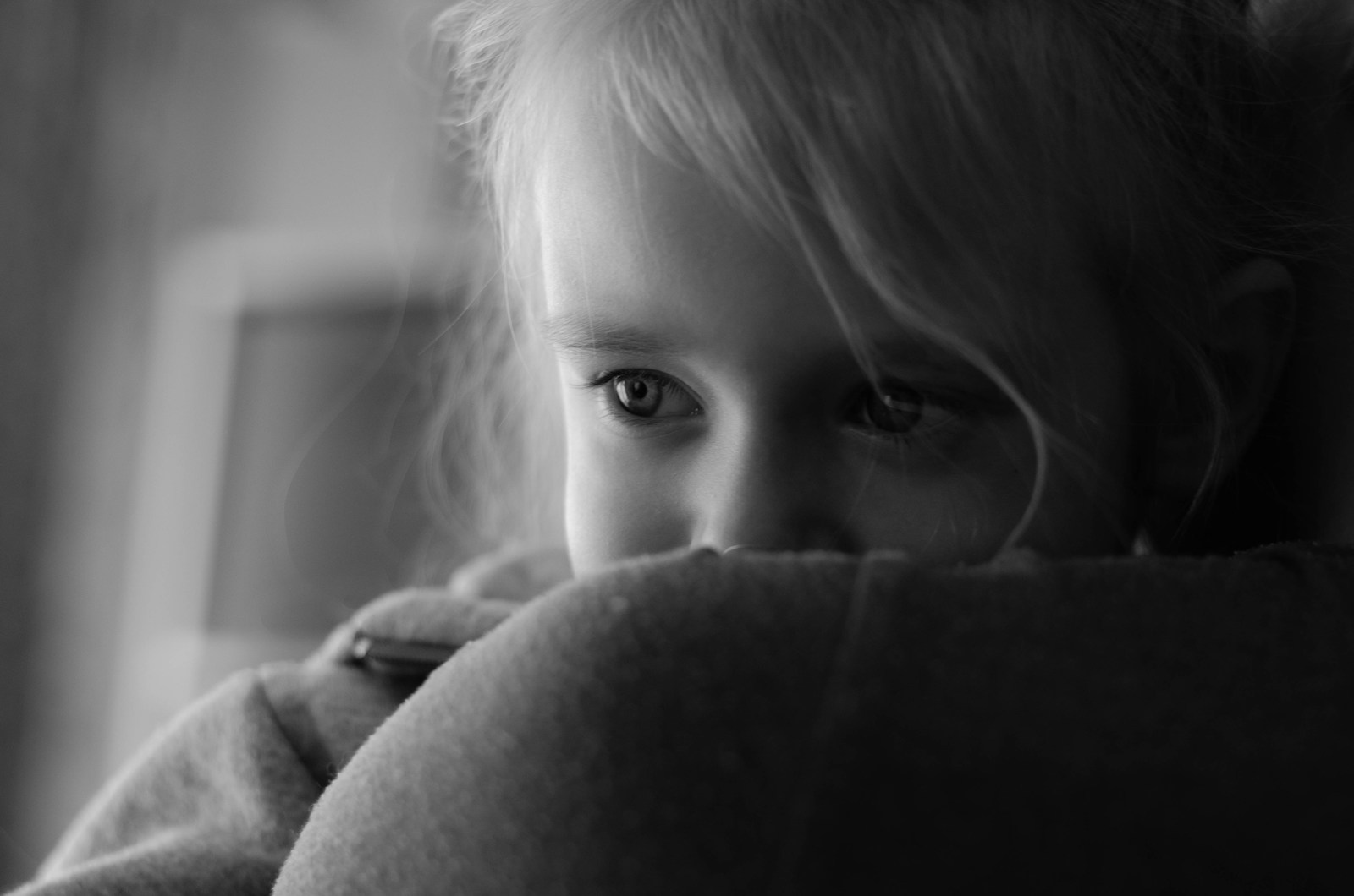 grayscale photo of girls face